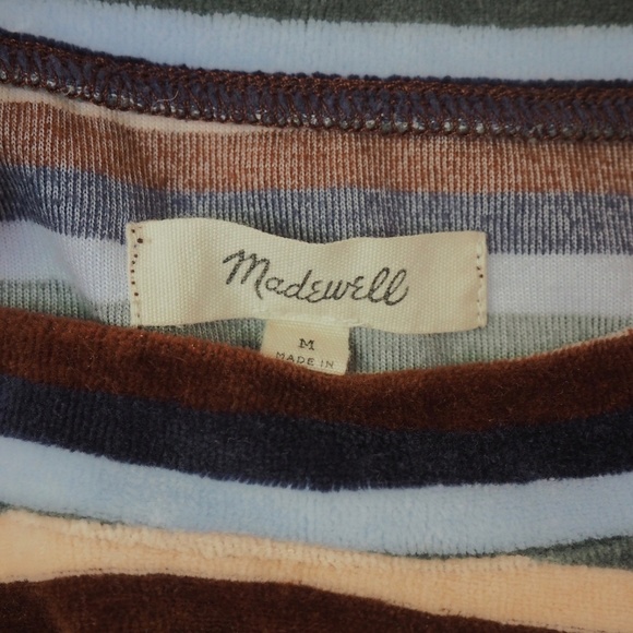 Madewell Izzy Striped Velvet Crewneck Top - Picture 7 of 8